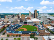 Thumbnail 14 of 17 - an aerial view of a baseball stadium in the city