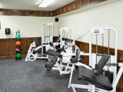 Thumbnail 14 of 32 - a room with a bunch of exercise equipment in it