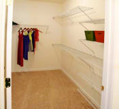 Thumbnail 11 of 36 - a walk in closet with shelves and clothes at Chester Village Green Apartments, Chester, VA, 23831