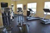 Thumbnail 13 of 25 - Fitness center with cardio equipment at the Haven at Market Street Station Johnson City, TN