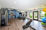 Thumbnail 23 of 38 - Large Fitness Center with cardio and strength training equipment located at Addison on Cobblestone located in Fayetteville, GA 30215