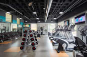 Thumbnail 17 of 34 - Fitness center with treadmills and dumbbells