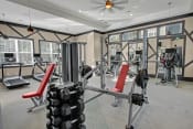 Thumbnail 32 of 37 - Fitness Center. Free weights, big mirrors, work out stations. at York Woods at Lake Murray Apartment Homes, South Carolina, 29212