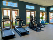 Thumbnail 39 of 51 - a gym with treadmills and other exercise at Delco Flats, Austin Texas