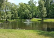 Thumbnail 14 of 16 - Pond with fountain surrounded by willow trees