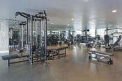 Thumbnail 9 of 28 - Apartments for Rent in Hollywood - The Fifty Five Fifty - A Spacious Fitness Center With Plenty Of Natural Light And An Abundance Of Workout Machines And Equipment