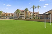 Thumbnail 19 of 34 - a large green lawn in front of a building with palm trees in the background