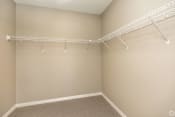 Thumbnail 28 of 36 - an empty closet with hanging racks and a carpeted floor