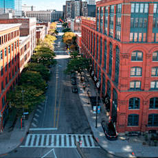 Aerial property view at Shorehaus Lofts Apartments, Cleveland