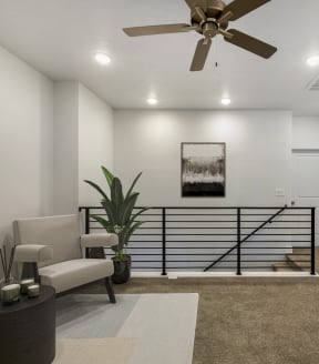 Second Living Area with Ceiling Fan at Desert Sage Townhomes in Hurricane Utah