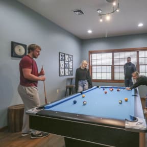 people playing a game of pool on a pool table at Campus Park, Duluth, Minnesota