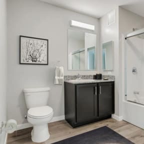 a bathroom with a sink toilet and a shower