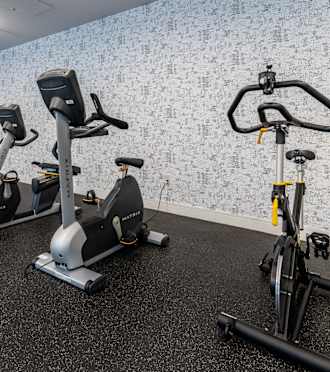 a gym with treadmills and other exercise equipment in a home