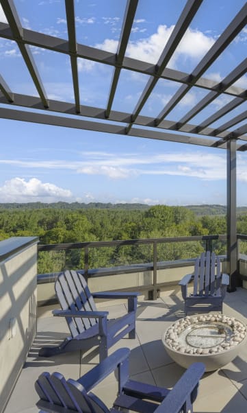 Deck with a fire pit at Shakopee Flats, Shakopee MN