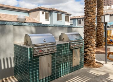 Outdoor grills at Haven at Midtown.