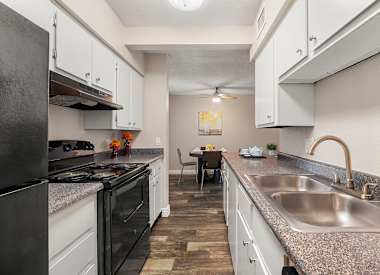 Kitchen counters, cabinetry and appliances at Villa Toscana