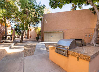 Outdoor grills at Boulder Creek Apartments.