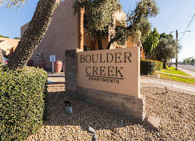 Building exterior at Boulder Creek Apartments.