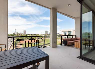 Shared outdoor space at Seven Oaks.