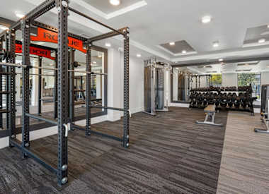Fitness room at Aura Uptown.