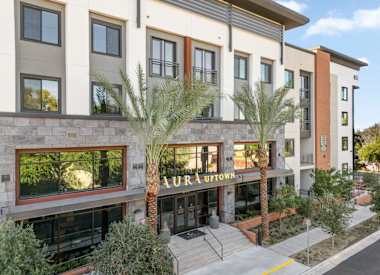 Building exterior at Aura Uptown.