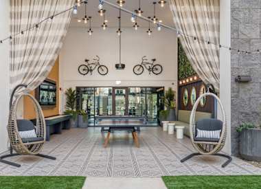 Shared outdoor space at Aura Uptown.