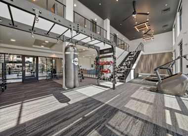 Fitness room at Aura Uptown.