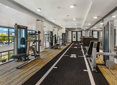 Fitness room at Aura Uptown.