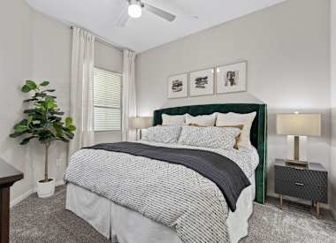 Furnished bedroom shown at Axis Camelback.