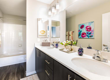 Apartment bathroom at Union at Roosevelt I and II.