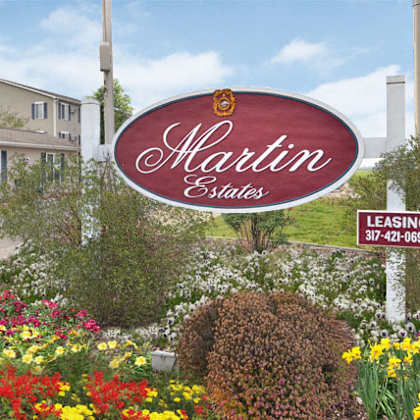 sign at martin estates apartments, shelbyville