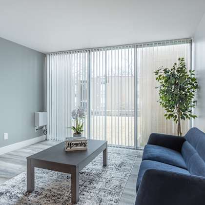 living room with plank flooring at eagles landing apartments, integrity realty, ohio