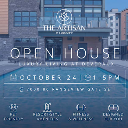 the arthisan open house is an event showcasing luxury living at doveraux on october 24th from 1-5 pm.