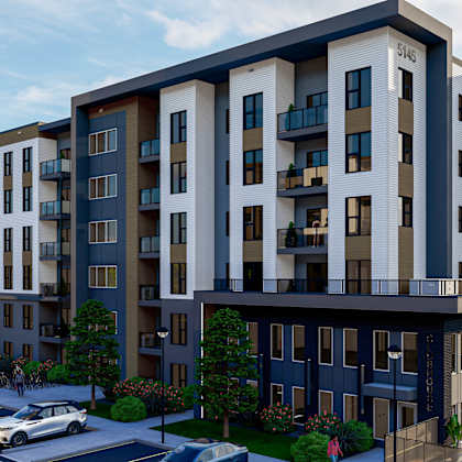 modern apartment building exterior with balconies at mac and mullen apartments, alberta, t6r 0s7