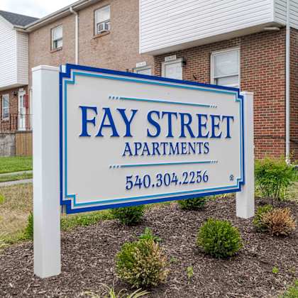 property signage at fay street apartments, winchester virginia
