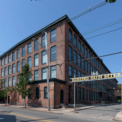 building exterior area at rising sun mills, providence, rhode island