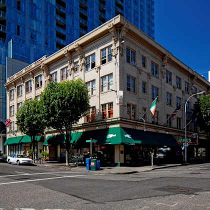 exterior view of maurice dear at maurice dear apartments, portland oregon