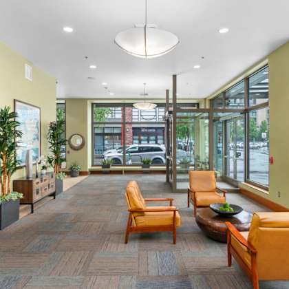 large lobby at pacific tower apartments, portland, or, 97209