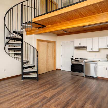 kitchen with dishwasher at sandy rose lofts, oregon