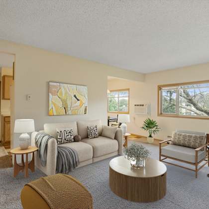 living room at ames lake neighborhood apartments, st. paul, 55106