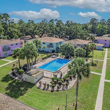aerial pool and green space at serenity place central, tallahassee, fl, 32304