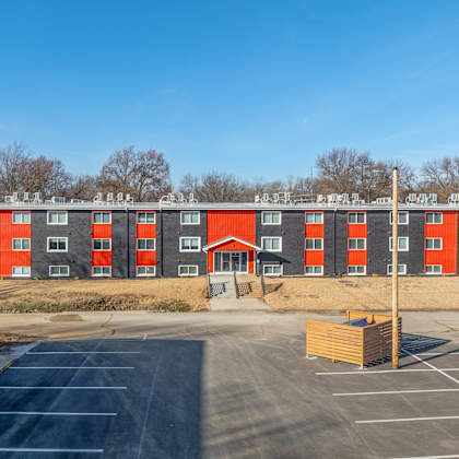 parking lot at university digs apartments, kansas, 66762