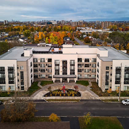 a large building with a courtyard in the middle of it.