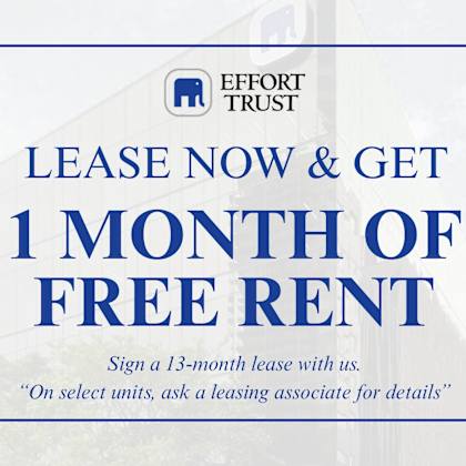 a sign advertising a free month of rent for signing a 13-month lease.