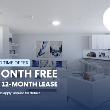 a promotional image for a 1 month free offer on a 12-month lease from pier 4 business.