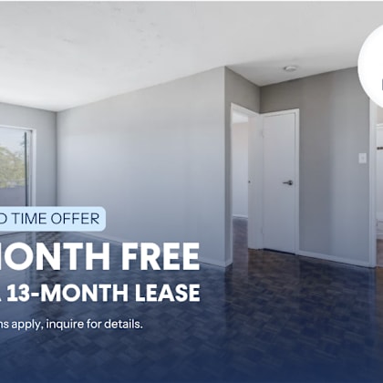 a room with a 1 month free on a 13-month lease offer.