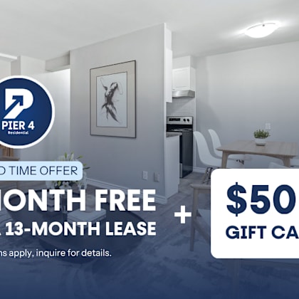 a promotional image for a limited time offer on a 13-month lease with a $500 gift card.