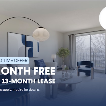 a room with a 1 month free offer on a 13-month lease.