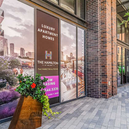 outdoor signage at the hamilton at the epic in deep ellum, dallas, texas, tx