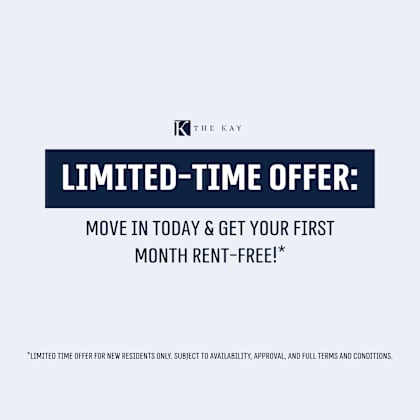 a promotional image offering a free first month rent for new residents.